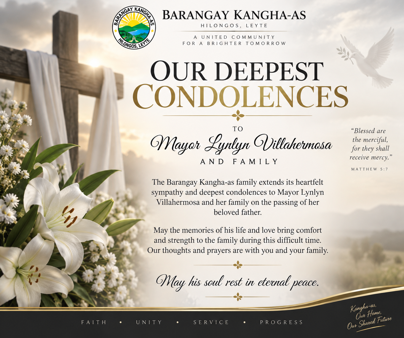 Our Deepest Condolences to Mayor Lynlyn Villahermosa and Family